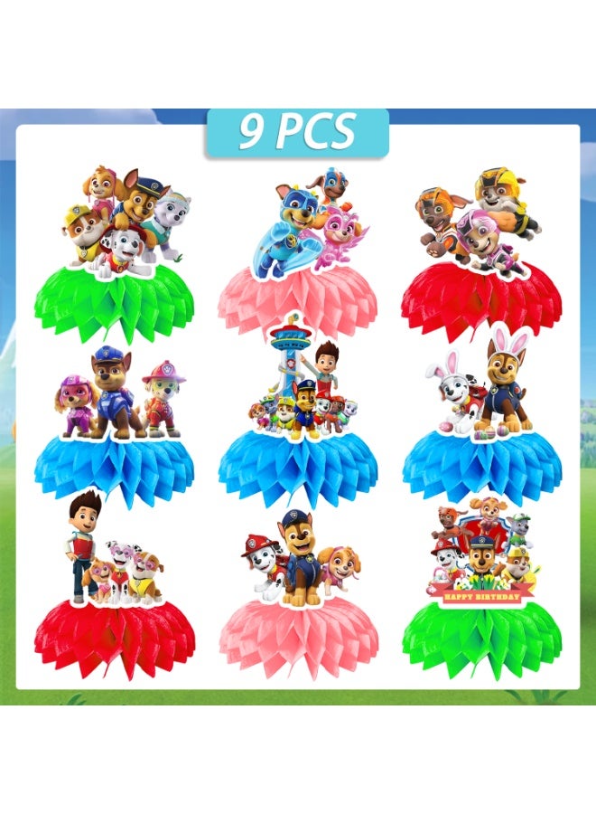 FRUITFUL PARTY 9pcs PAW Patrol Honeycomb Centerpieces – Rescue Pup Table Decorations, Honeycomb Centerpiece Set for PAW Patrol Theme Birthday Party Decoration Supplies - Image 3